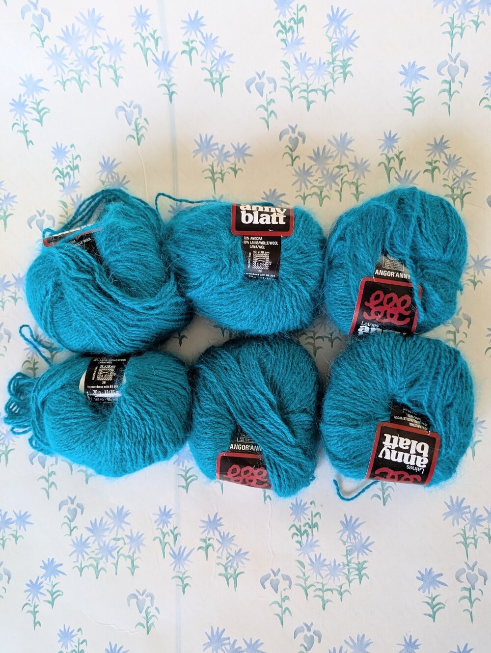 Group Anny Blatt Angor'Anny Yarn NEW Teal Angora Rabbit Wool Knitting Crocheting